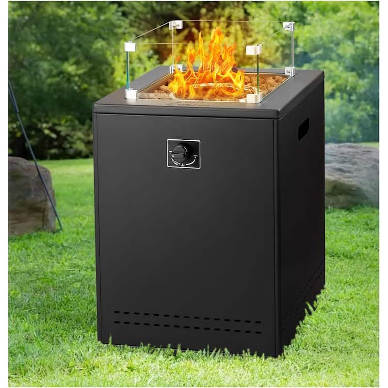 50000BTU Multi-functional Outdoor Fire Pit with Efficient Heating Performance and Easy Assembly, Flexible Flame Control - Black