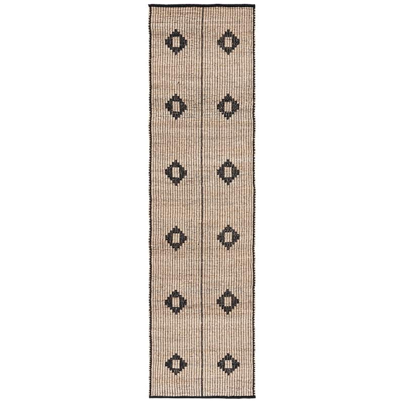SAFAVIEH Natural Fiber Verena Casual Jute Rug - 2'3" x 9' Runner - Natural/Black