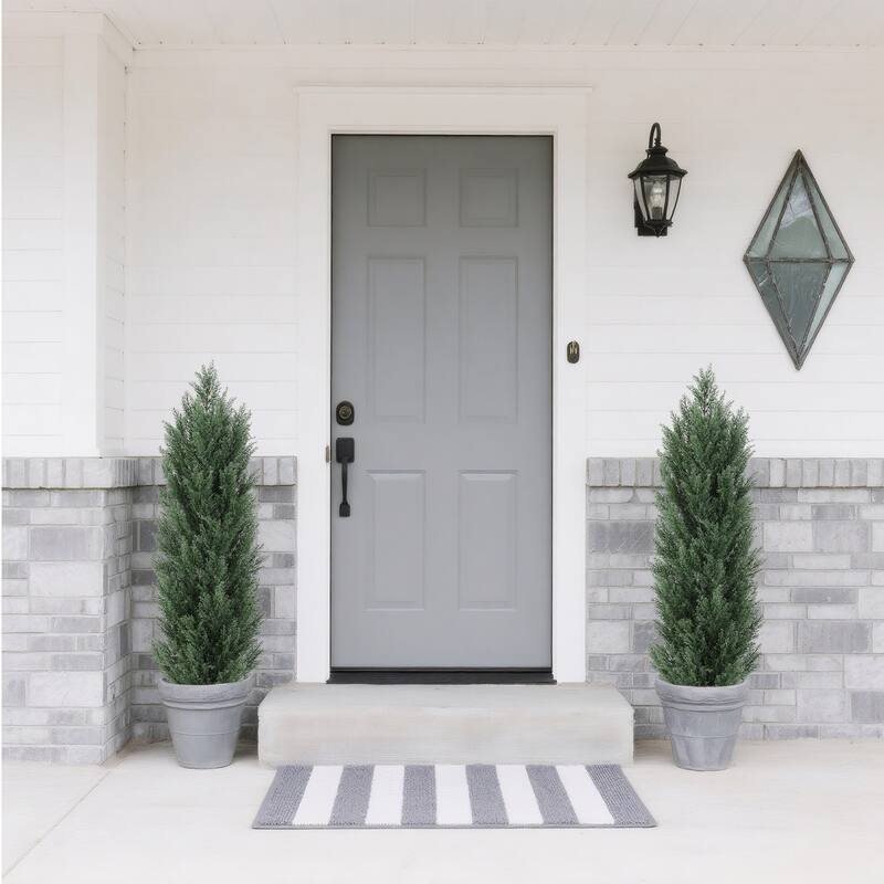 GDFStudio - Thalassa Pine Cypress Plastic Realistic Indoor-Outdoor Tree (Set of 2)