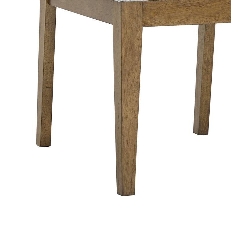 Darla Set of 2 Walnut Oak Dining Side Chairs with Light Gray Fabric