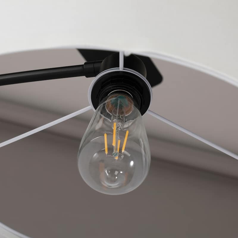 74.8" Black Mid-Century Modern Arch Floor Lamp with Multi-Angle Task Shade