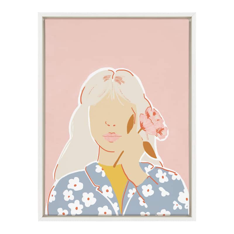 Kate and Laurel Sylvie Thanks Flowers Framed Canvas by Alja Horvat