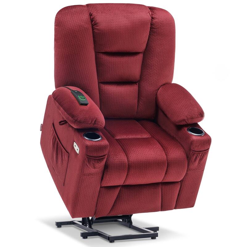 MCombo Small Power Lift Recliner Chair with Massage and Heat for Short Elderly People, Fabric 7569