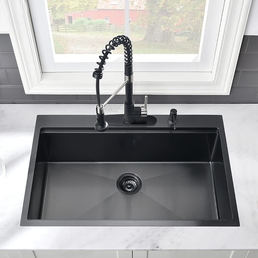 Proox 33"L X 22"W Stainless Steel Drop-in Kitchen Sink Single Bowl - On - - 34166623