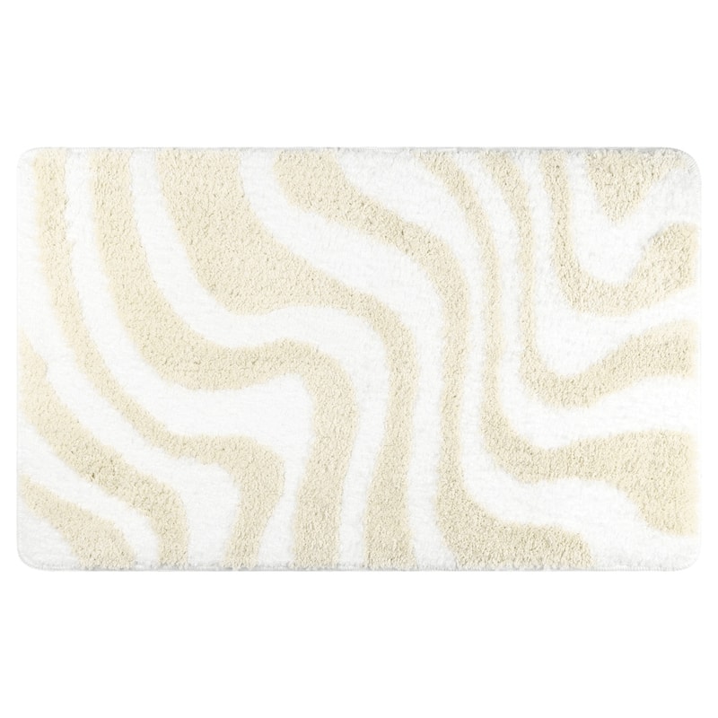 Fashion Wave Pattern Bathroom Rug Mat, Soft Absorbent Bath Carpet, Non-Slip, Shaggy, Machine Wash