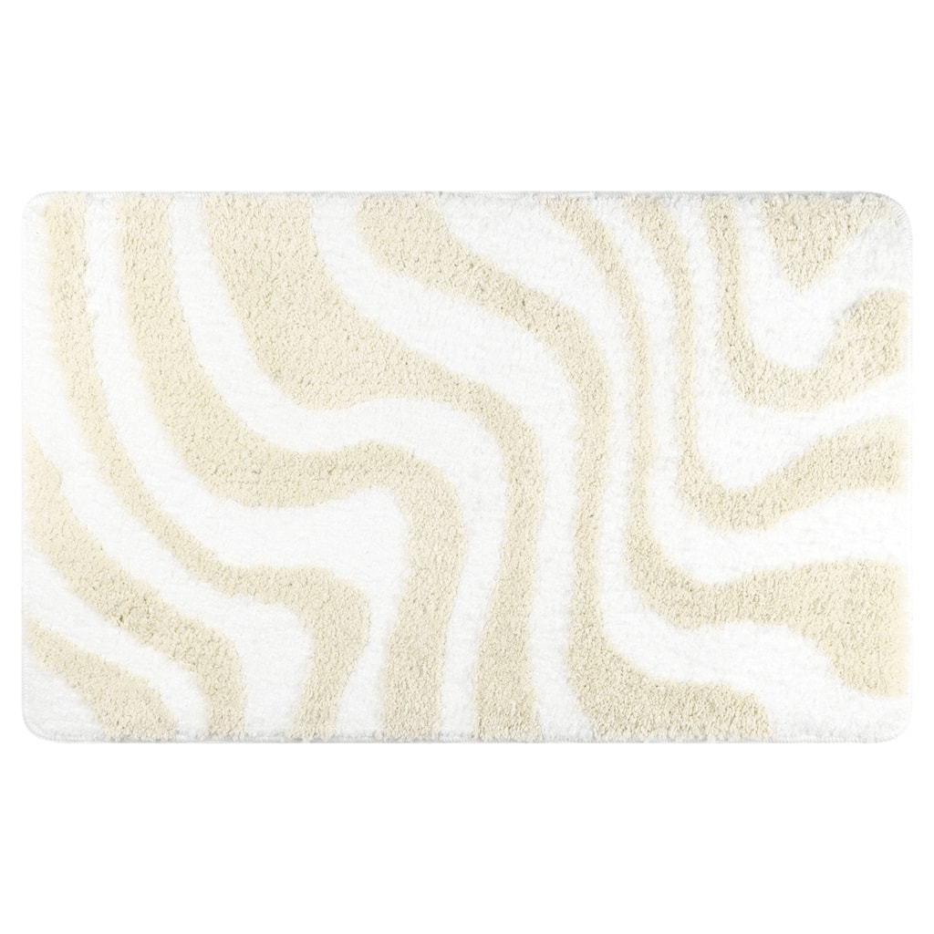 Fashion Wave Pattern Bathroom Rug Mat, Soft Absorbent Bath Carpet, Non-Slip, Shaggy, Machine Wash