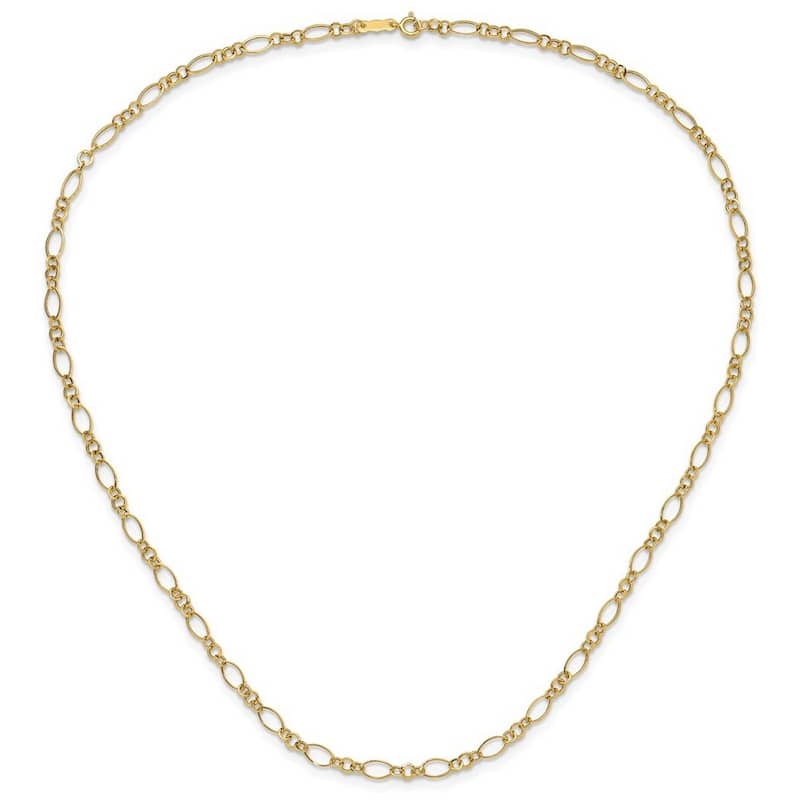 Curata 14k Yellow Gold 3mm Oval Link Chain Necklace, 18"