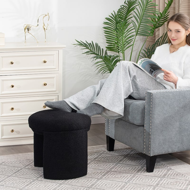 Adeco Ottoman Small Teddy Low Foot Stool Vanity Stool