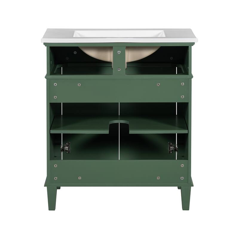 30-inch Bathroom Vanity With Ceramic Basin, Soft Close Door And Adjustable Shelves