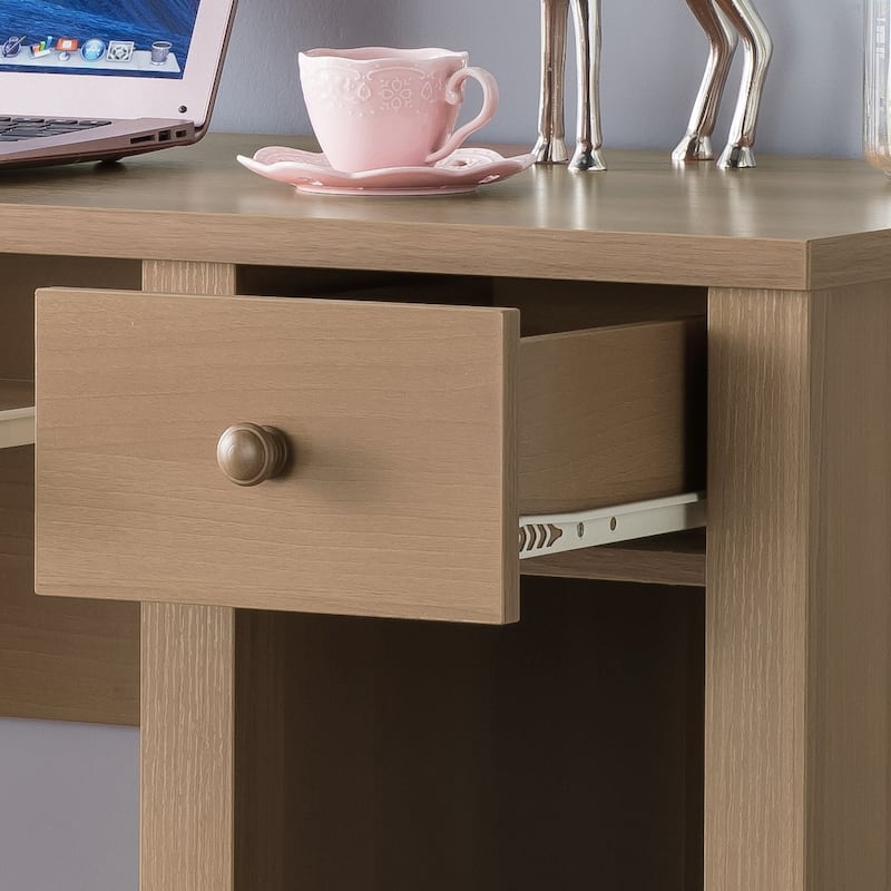 Desk with Attached Hutch and Keyboard Drawer
