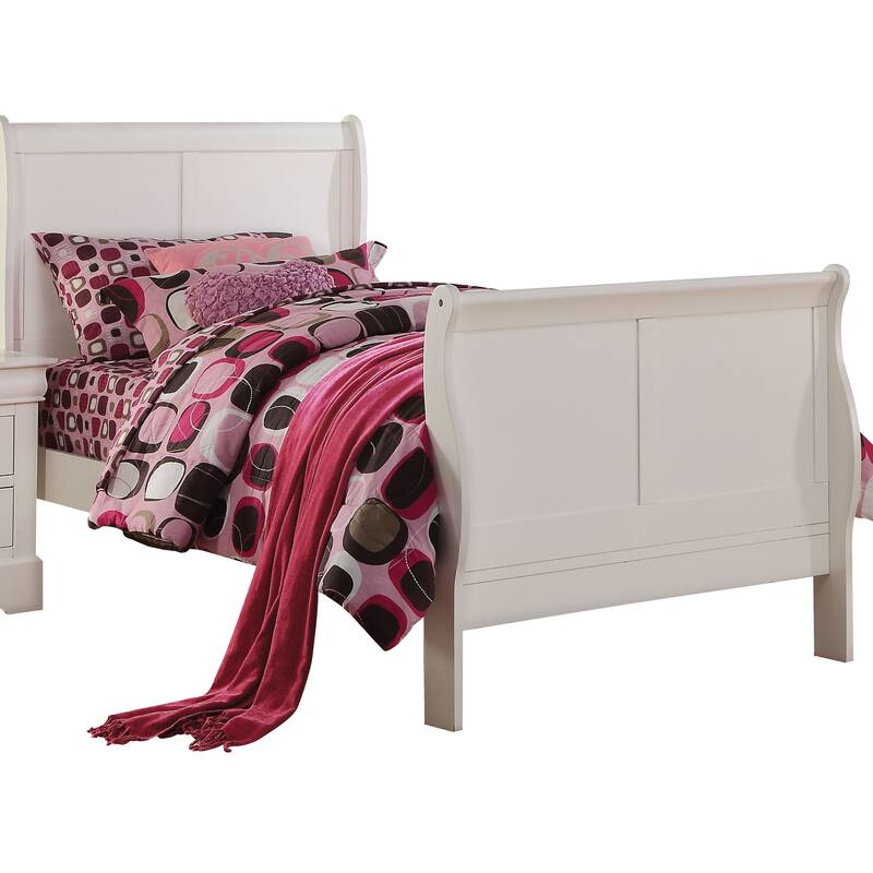 Classic White Twin Sleigh Bed with Durable Frame and Elegant Headboard