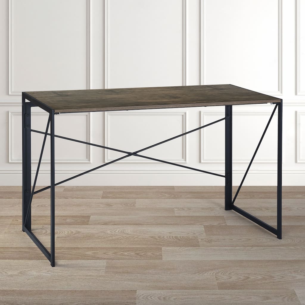 Homylin Folding Writing Desk with Metal Frame, Space-Saving Computer Table, No Assembly Required