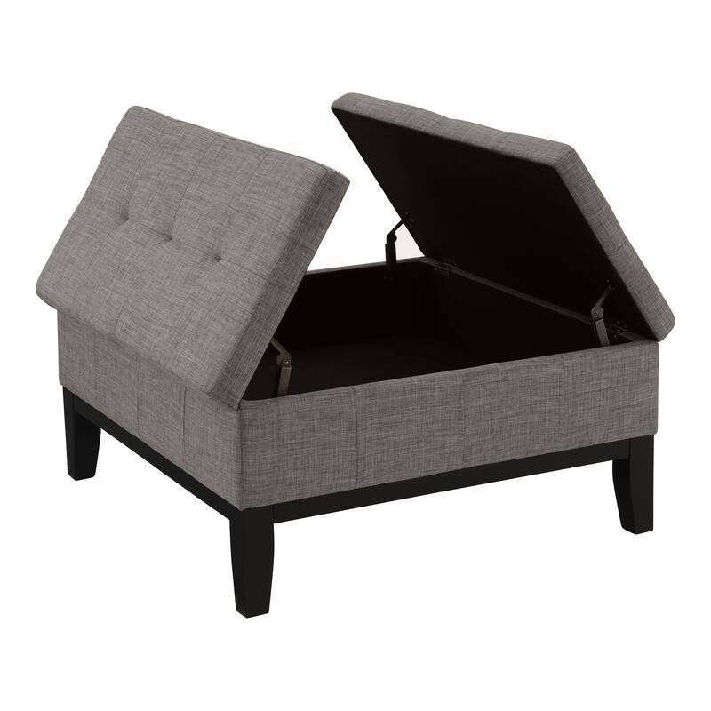 Atkinson Transitional Linen Split-top Storage Cocktail Ottoman by Furniture of America