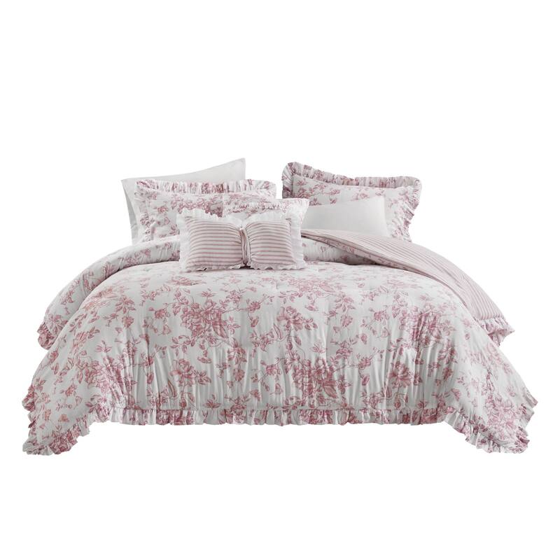 5 Pieces Full/Queen Comforter Set with Decorative Pillows