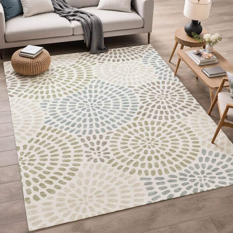 Machine Washable Indoor/ Outdoor Casual Ric Chantille Rug