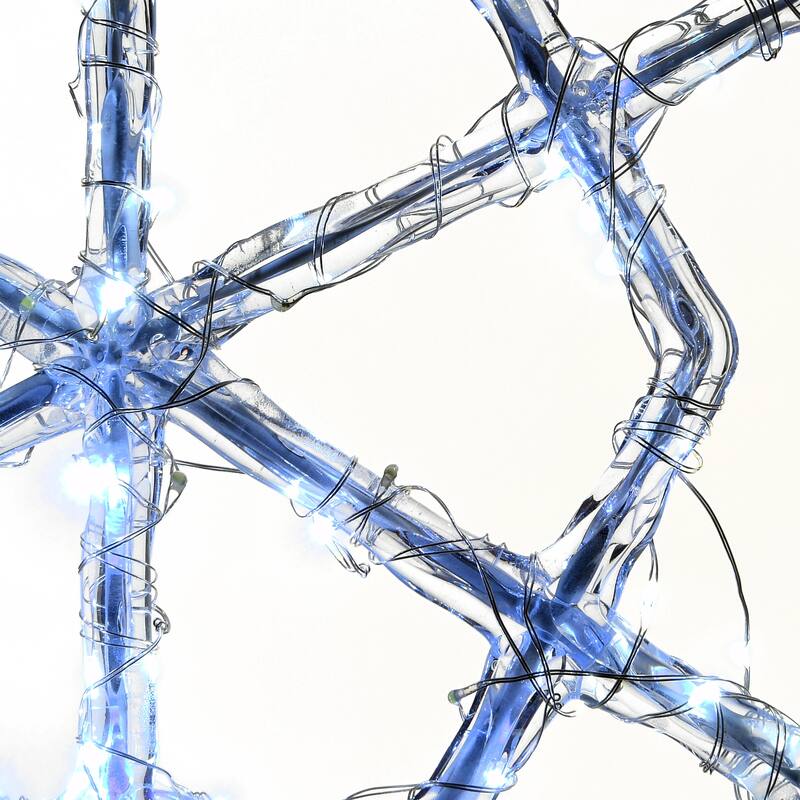 National Tree Company Hexagon Ice Crystal Snowflake Pair with LED Lights - White - 20 in