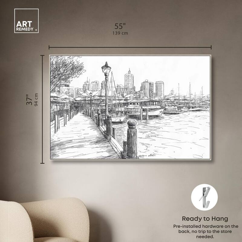 Harbour City Ink Canvas by Art Remedy