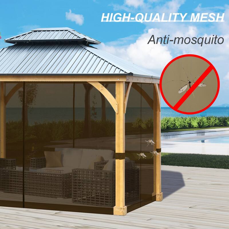Aoodor Universal 12 x 14 ft. Gazebo Replacement Mosquito Netting Screen 4-Panel Sidewalls (Only Netting)