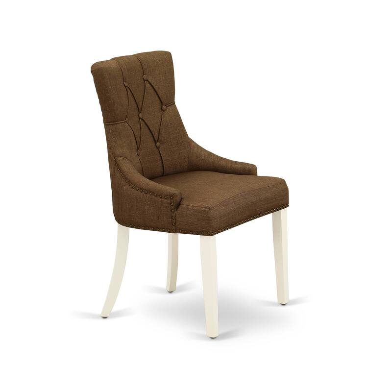 East West Furniture Dining Set Contains a Rectangle Dining Room Table and Linen Fabric Chairs, (Pieces & Finish Options)