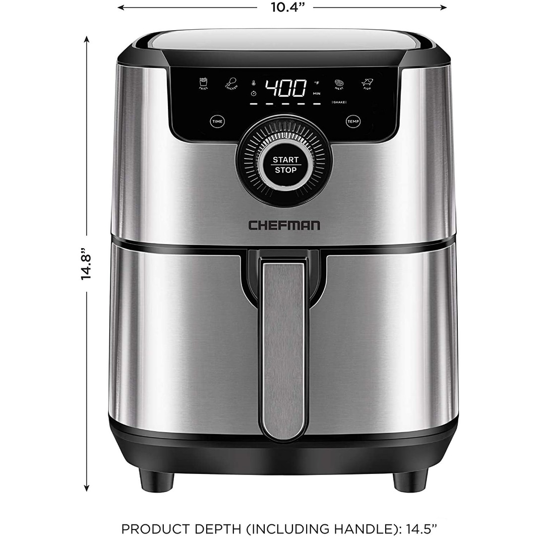 Chefman Square Air Fryer w/ Rapid-Air System, Stainless Steel - 4.5 Quart 