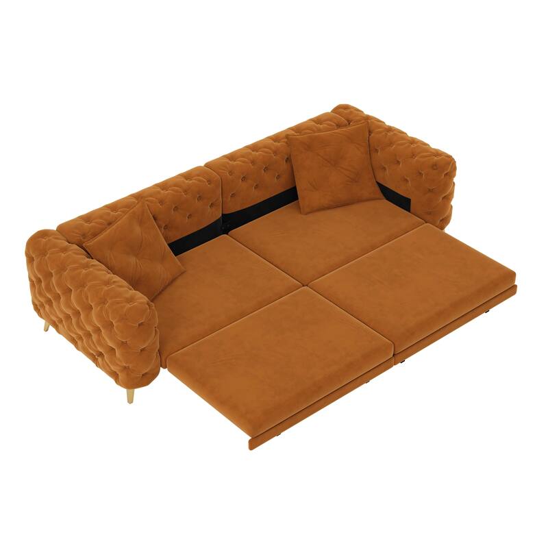 GDFStudio - Velvet 97.7" 3-in-1 Convertible Sleeper Sofa with Pull-Out Bed