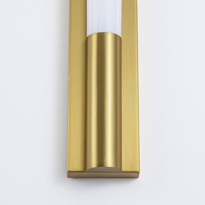 24" Modern Black/Gold LED Wall Sconce - 10W 3000K Warm Light, Linear Fixture for Bedroom & Hallway