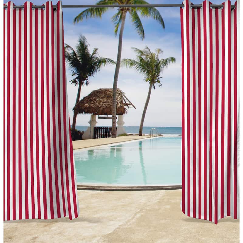 54" x 96" Solid Grommet Semi-Sheer Outdoor Curtain Panel
