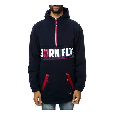 Born Fly Mens The Rango Fleece Parka Hoodie Sweatshirt, Blue, Medium