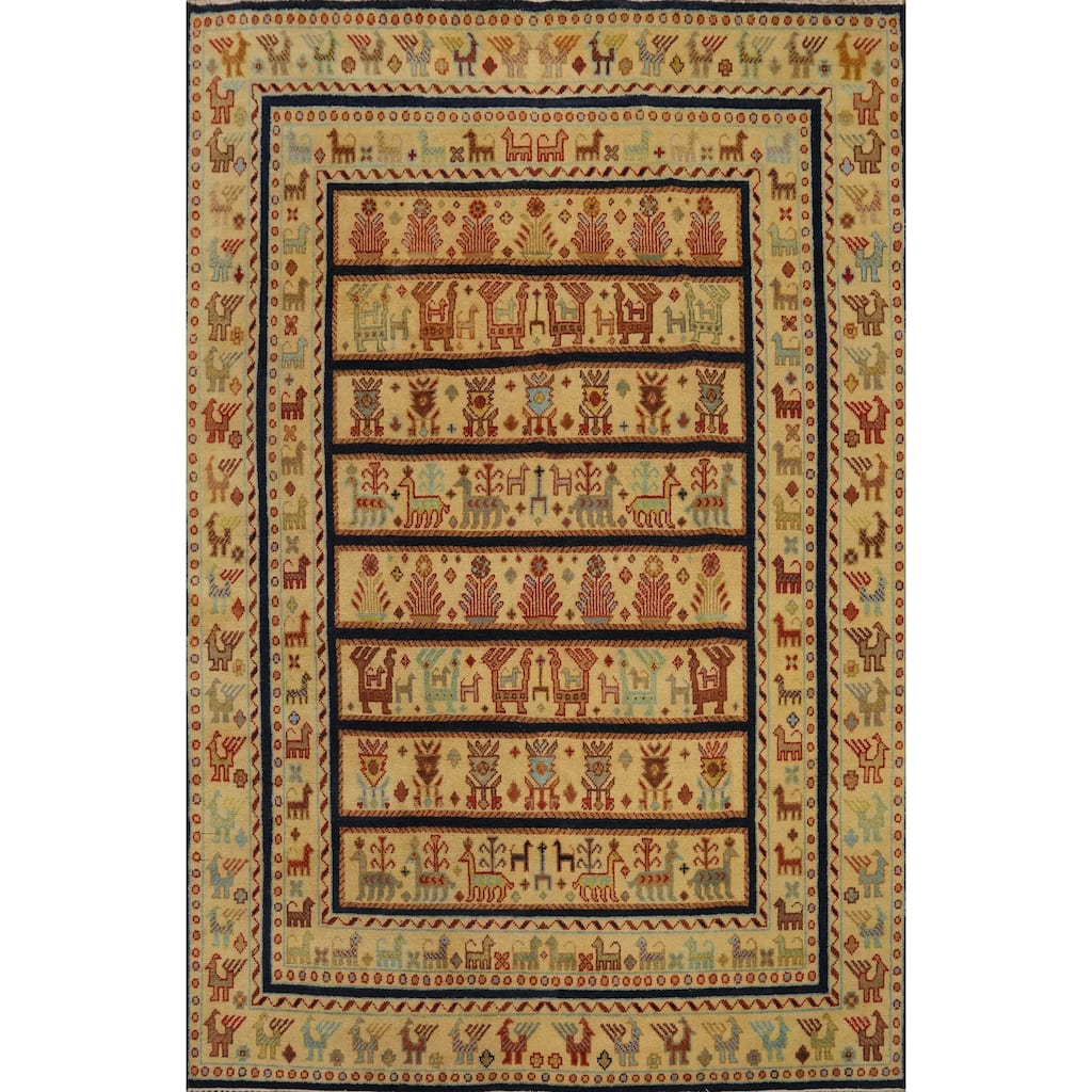 Hand-knotted Traditional Wool Yellow Geometric Oriental Area Rug - 10' 0'' X 7' 11''