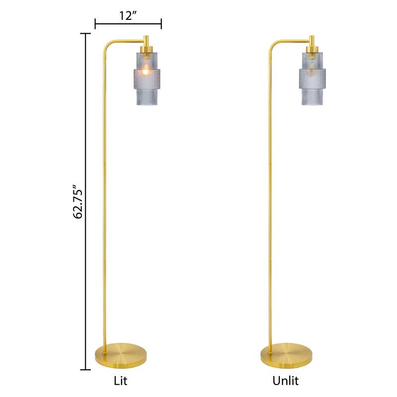 Yolanda River of Goods Glass and Metal Pillar Shade Floor Lamp