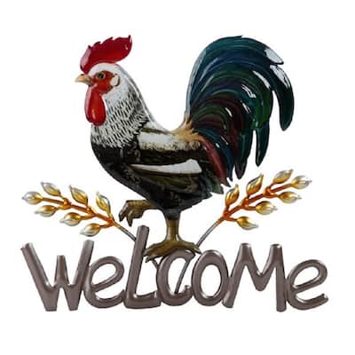 Q-Max 12.25"W Rooster Welcome Sign Wall Plaque Home Decoration