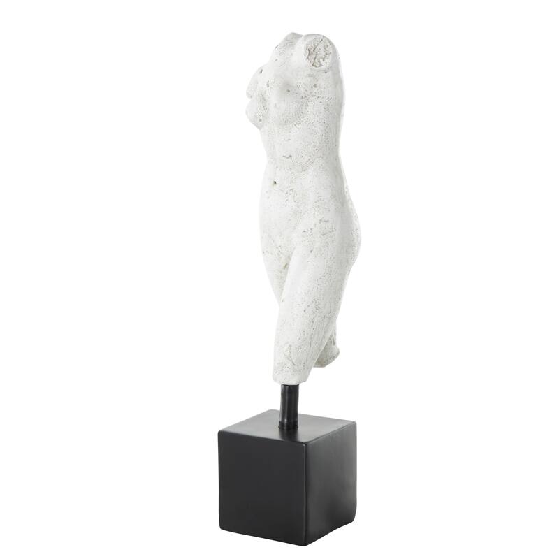 Cream Polystone People Decorative Sculpture with Black Square Base