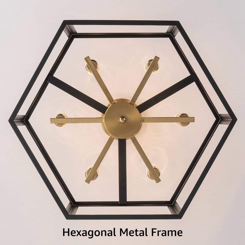 Starsky 6-light 19in Geometric Industrial Ceiling Light Unique Round Semi Flush Mount