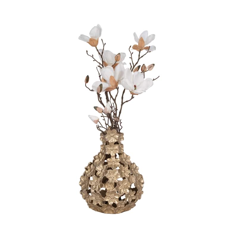 Aluminum Decorative Vase Floral Openwork Design Glam Style Modern
