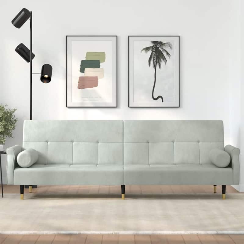 vidaXL Sofa Bed Loveseat Convertible Sofa Bed with Cushions for Studio Velvet - 85" x 35" x 27.6" - Light gray