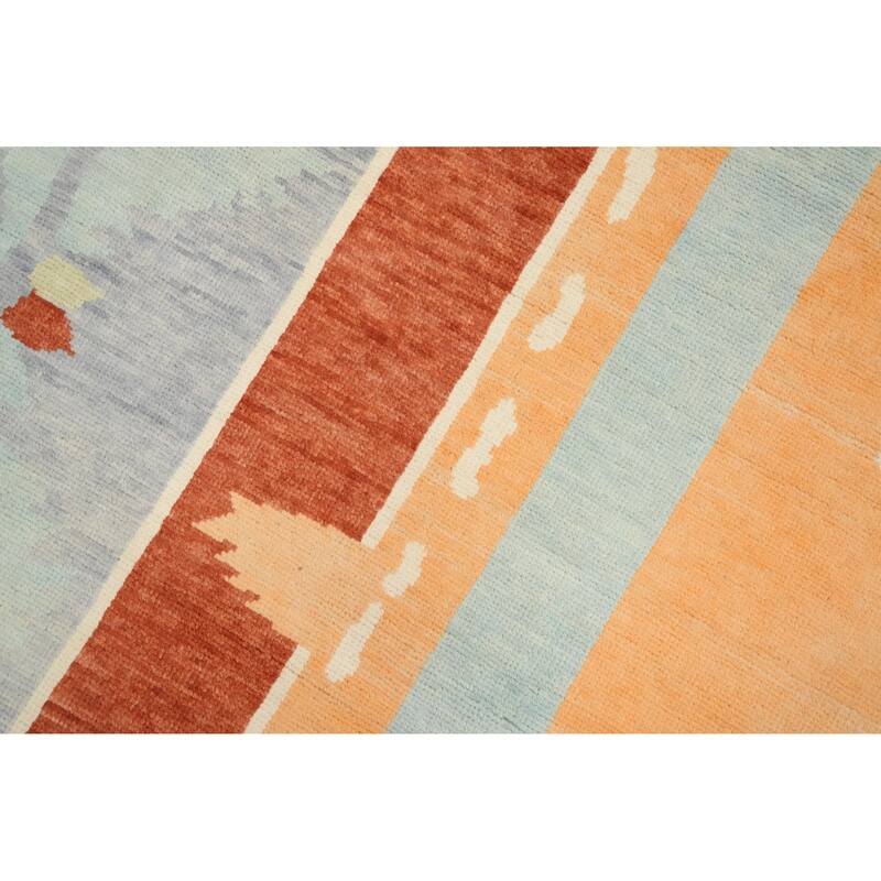 Hand Knotted Oriental 100% Wool Carpet Modern Geometric Multi-Colored Gabbeh Area Rug - 12' 0'' X 9' 8''