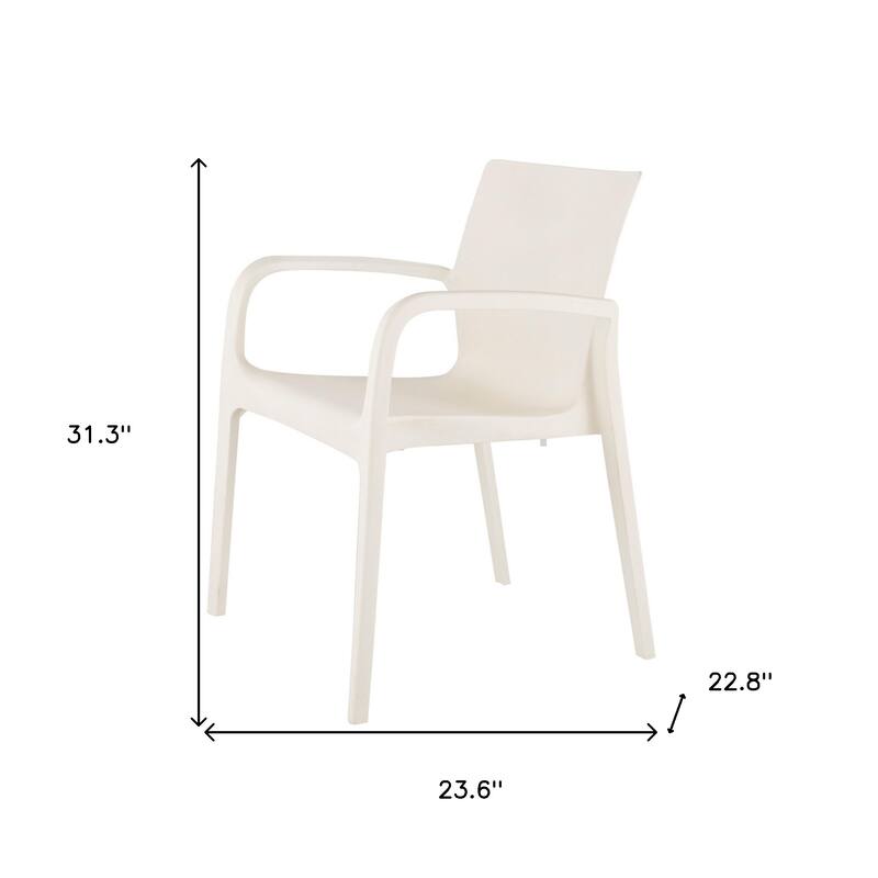 HomeRoots Set of Two White Heavy Duty Plastic Outdoor Stacking Dining Chairs
