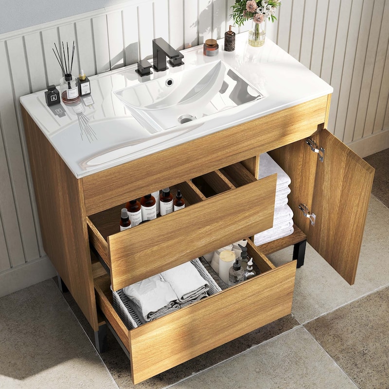Moasis 36" Freestanding Single Bathroom Vanity with Ceramic Basin