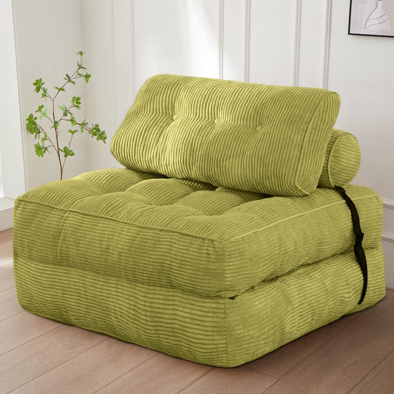 8"Corduroy Folding Couch Sofa Bed,Single - Green