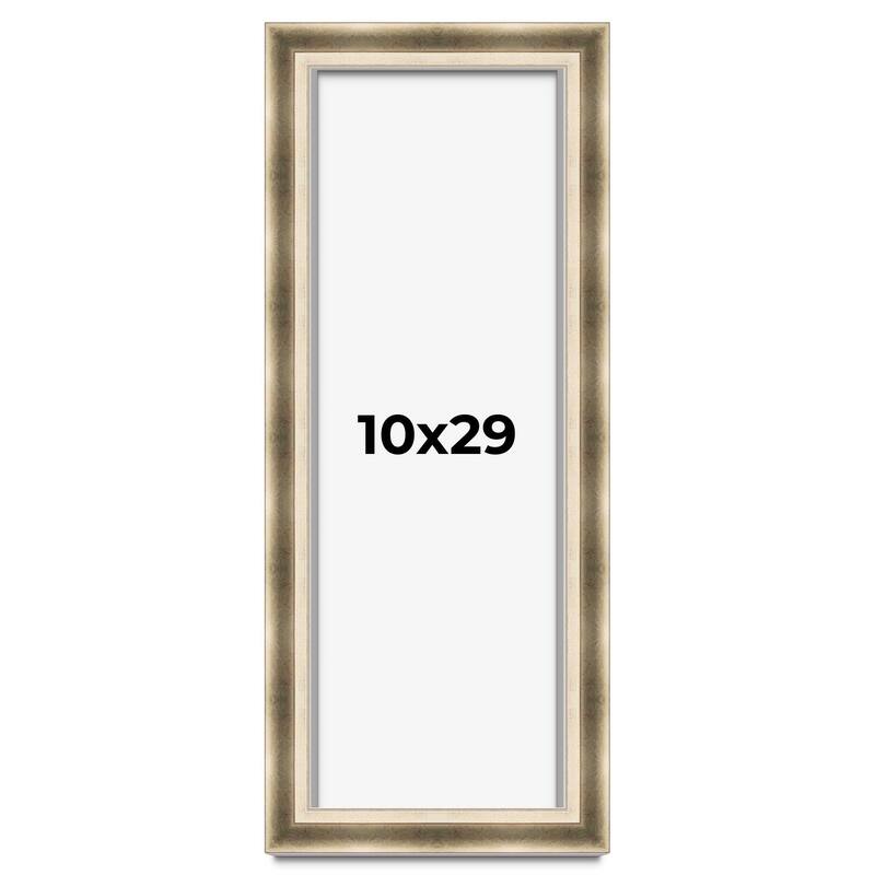 10x29 Shadow Box Frame Silver | 1.75 inches Deep Real Wood Traditional