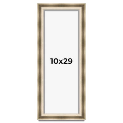10x29 Shadow Box Frame Silver | 1.75 inches Deep Real Wood Traditional