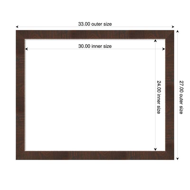 Amanti Art Wildwood Brown Narrow Framed Dry Erase Magnetic Board - 33 x 27 in