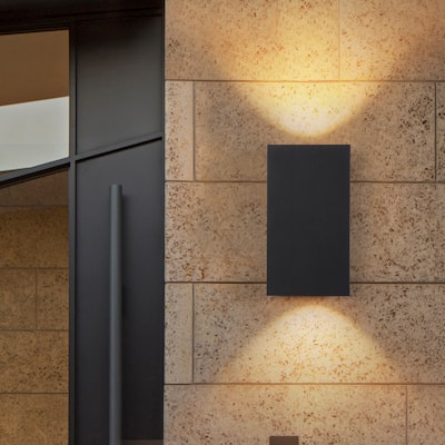 2-Light Matte Black Dimmable Outdoor LED Wall Sconce
