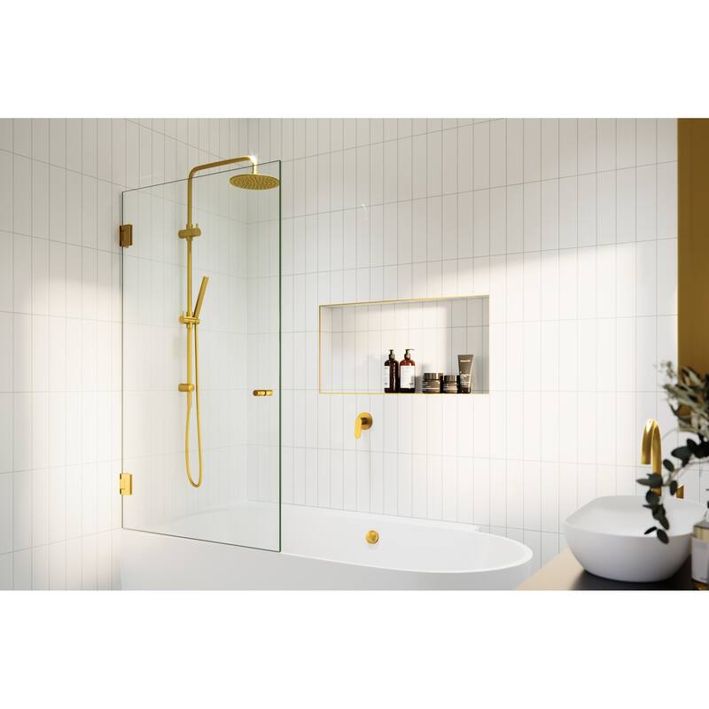 Glass Warehouse GW-B-DO-34 Albedo 58" High x 34" Wide Hinged Frameless - Satin Brass