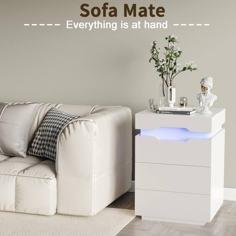 Furniwell Nightstand Led End Table with Remote and Charging Ports