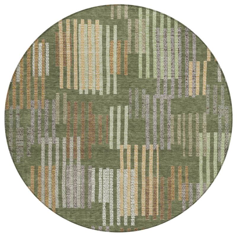 Machine Washable Indoor/ Outdoor Modern Pines Chantille Rug