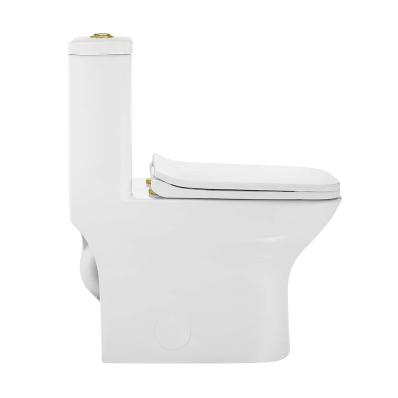 Carré One-Piece Square Toilet Left Side Flush Handle Toilet 1.28 gpf
