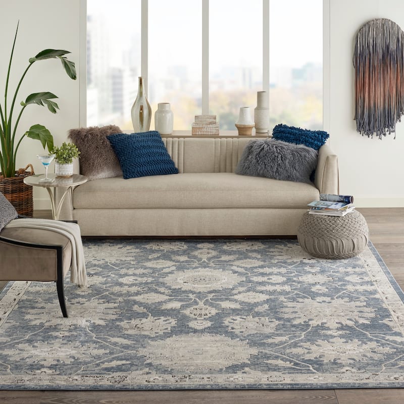 Nourison Concerto Classic Persian Medallion Blue Beige Area Rug - 6'7" x 9'6" - Blue/Beige - Rectangle