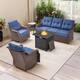 Option Brown Wicker & Blue Cushion