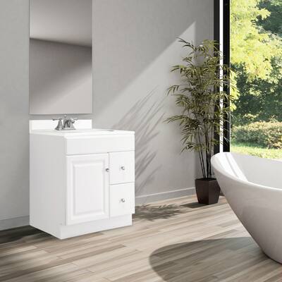 Design House Wyndham 30 Inch Unassembled 1-Door 2-Drawer Bathroom Vanity without Top, White (18 Inch Wide)
